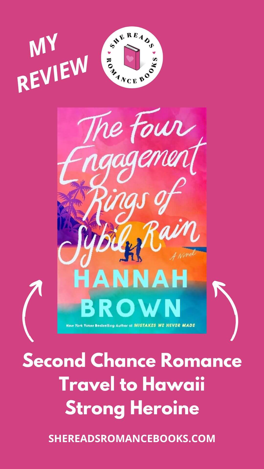 Check out She Reads Romance Books' book review of The Four Engagement Rings of Sybil Rain by Hannah Brown to see what she thinks of this second chance romance.