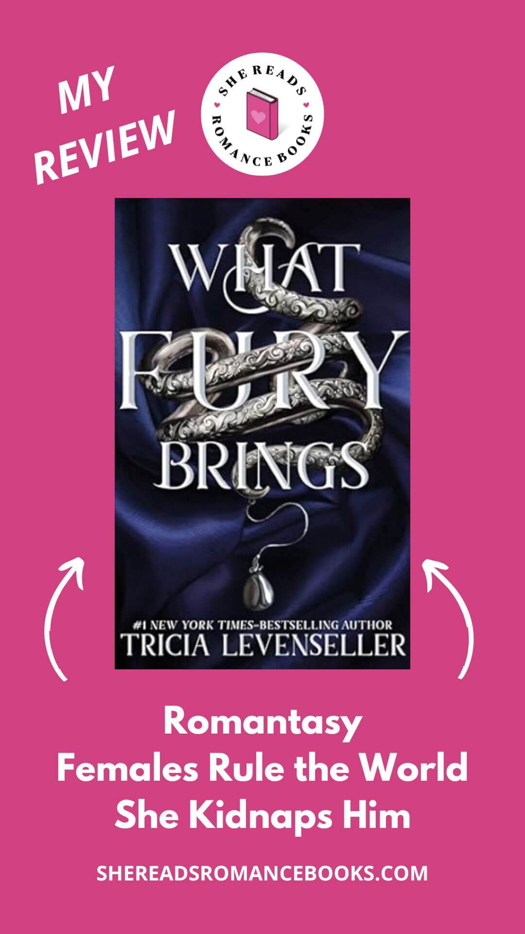 Discover a new, must-read romantasy book after checking out She Reads Romance Books' book review of What Fury Brings by Tricia Levenseller - her first adult, fantasy romance.