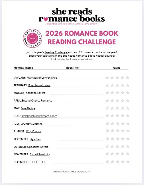2026 Romance Book Reading Challenge by She Reads Romance Books printable.