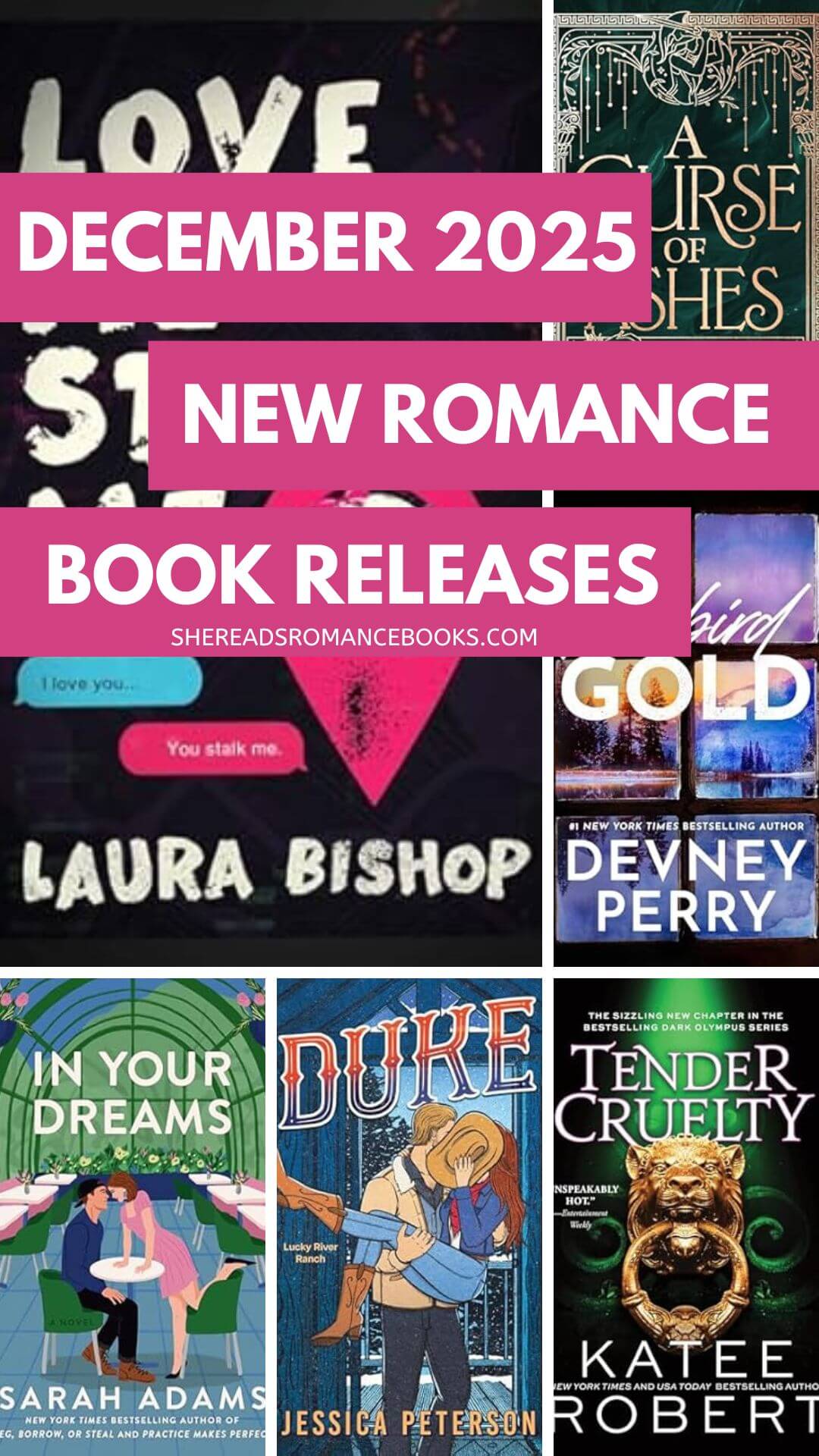 Check out this book list of the top 10 new romance book releases for December 2025 according to romance book blogger, She Reads Romance Books!