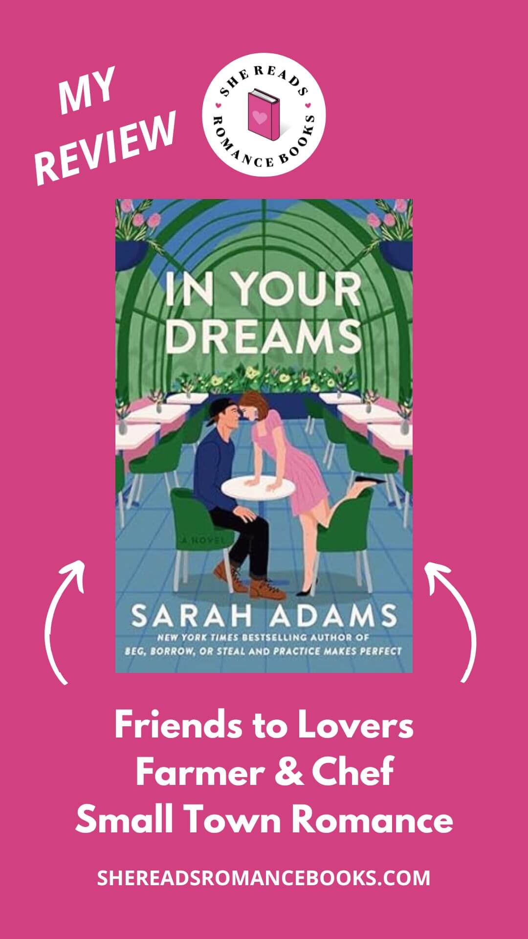 Check out She Reads Romance Books' book review of In Your Dreams by Sarah Adams to see what she thinks of this small town romance between a chef and farmer.