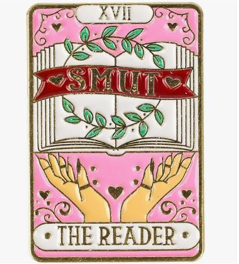 Smut reader tarot card pin is the perfect gift for romance book lovers.