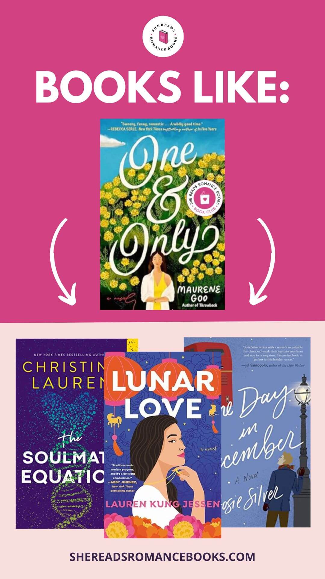 Check out the book list of books like One & Only by Maurene Goo, our February 2026 Book of the Month for the She Reads Romance Books Book Club.