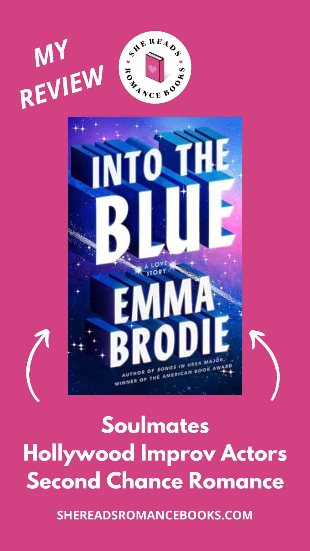 Check out She Reads Romance Books' book review of Into the Blue by Emma Brodie to see what she thinks of this new romance book about soulmates who discover their connection through improv.