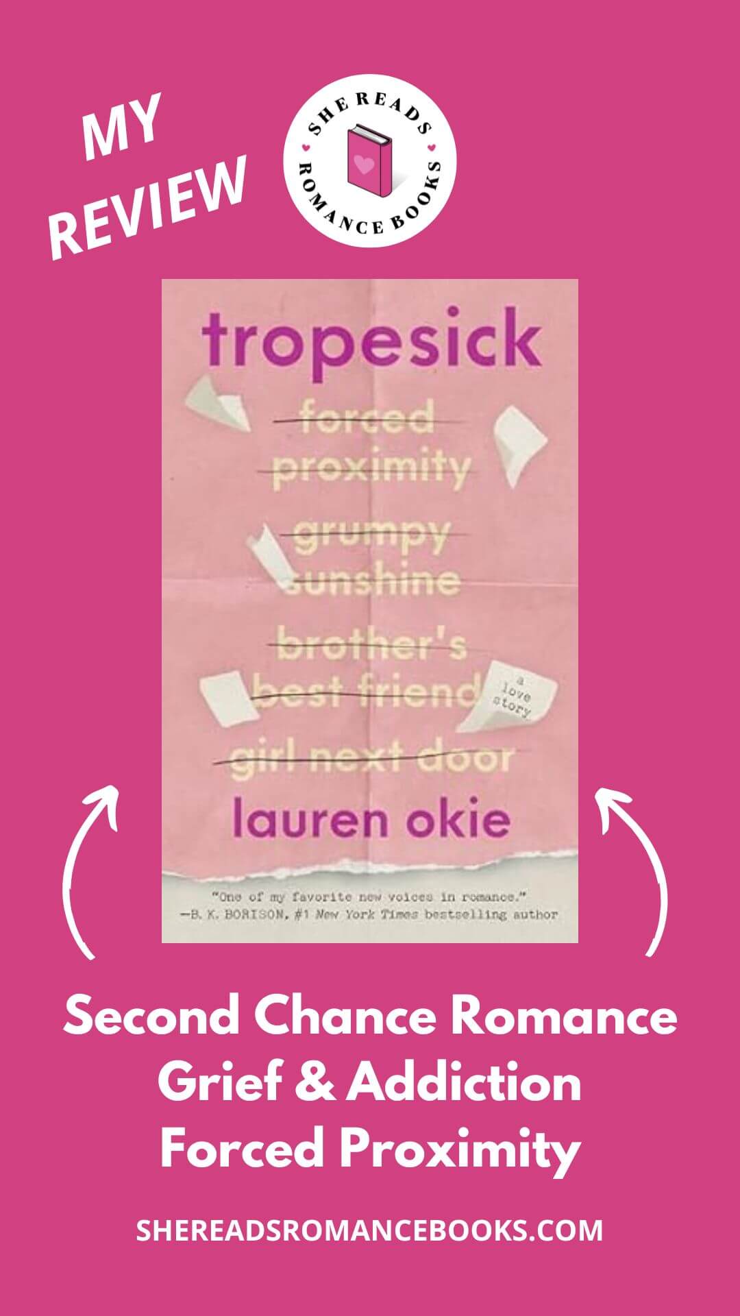 Love romance book tropes? Check out She Reads Romance Books' book review of Tropesick by Lauren Okie to see what she thinks of this new, contemporary romance.
