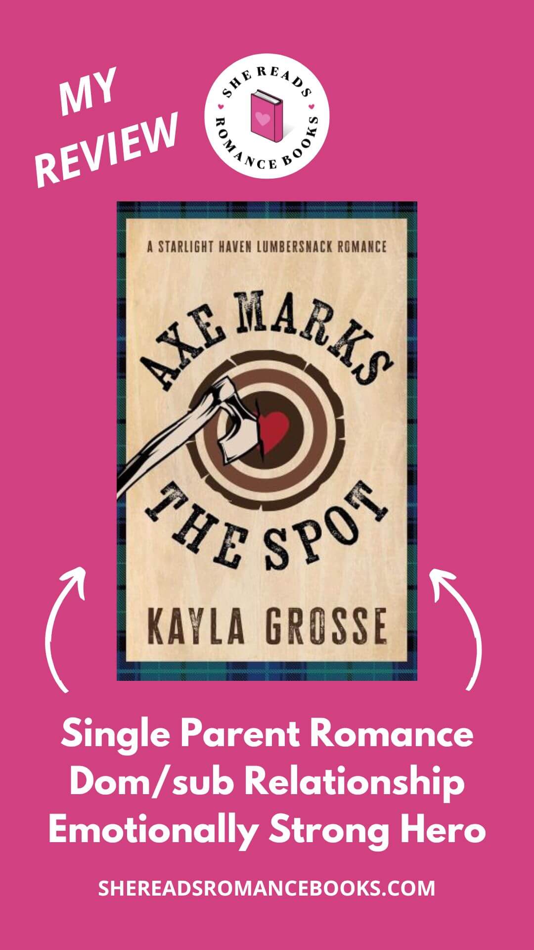 Don't skip this book review of Axe Marks the Spot by Kayla Grosse if you're curious about her single mom/lumbersnack romance that explores a Dom/sub relationship.