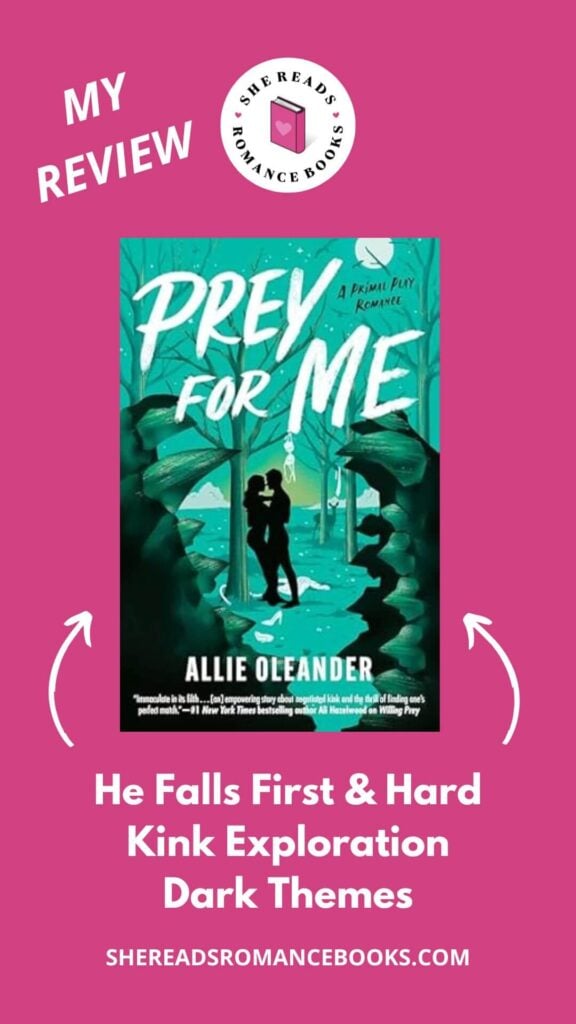 Check out She Reads Romance Books' book review of Prey for Me by Allie Oleander to see what she thinks of this darker romance with kink and stalker themes.
